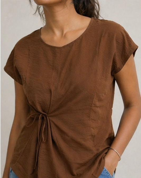 Side Cinch Top in Mocha